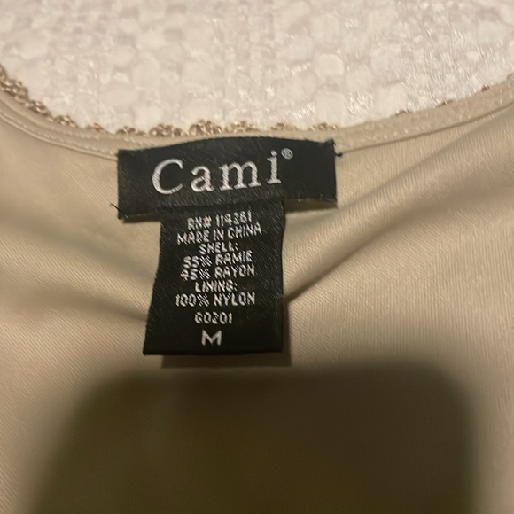 Cami SZ M Two-Piece Tan Sleeveless Top with Knit Long Sleeve Cover-Up - Picture 10 of 16